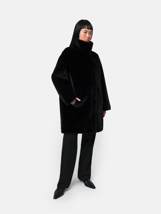 Apparis Jackets & Blazers - Apparis Black Faux Fur Pea Coat